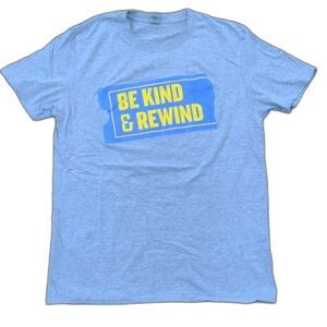 Gildan Short Sleeve Gray Tee Be Kind & Rewind Size Large